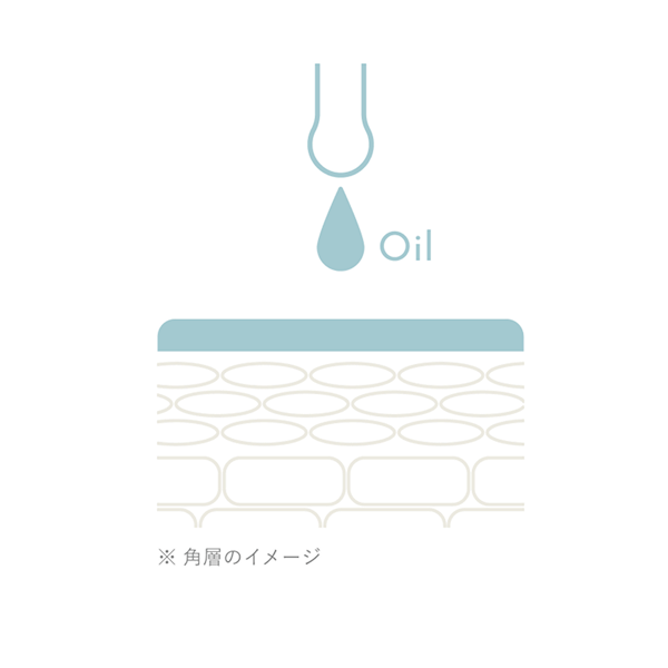 スポイトからオイルが肌の角層に滴り落ちるイメージのイラスト
